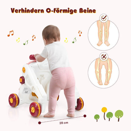 3-vienā bērnu staigulītis ar mūziku un gaismām, rozā, 46 cm