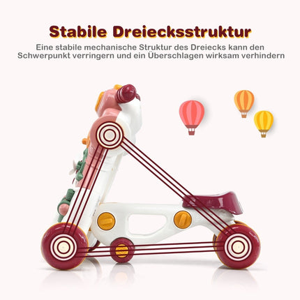 3-vienā bērnu staigulītis ar mūziku un gaismām, rozā, 46 cm