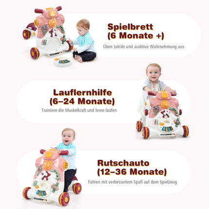 3-vienā bērnu staigulītis ar mūziku un gaismām, rozā, 46 cm