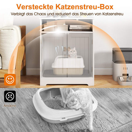 3-vienā kaķu tualetes kaste ar paklājiņu un aizslēdzamām durvīm