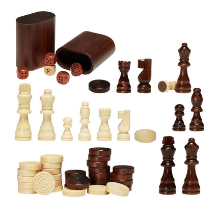 3-in-1 Chess Checkers Backgammon Table, 18-Inch Wood