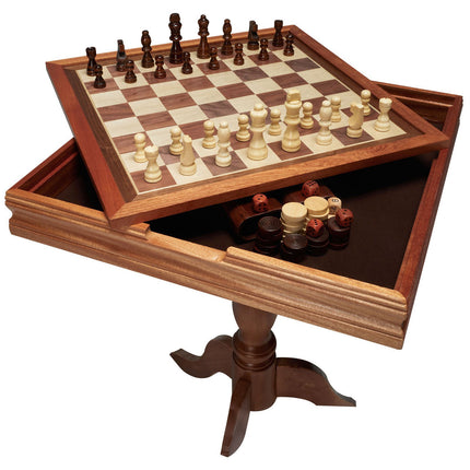 3-in-1 Chess Checkers Backgammon Table, 18-Inch Wood