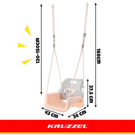 3-vienā bērnu šūpoles, regulējamas virves, 30 kg celtspēja