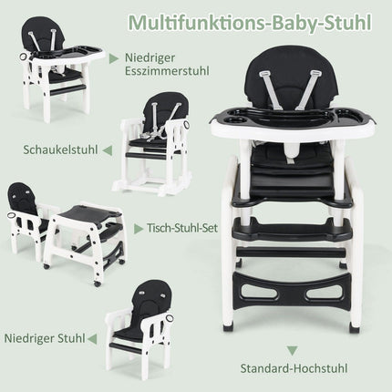 3-vienā pārveidojams bērnu barošanas krēsliņš - melns