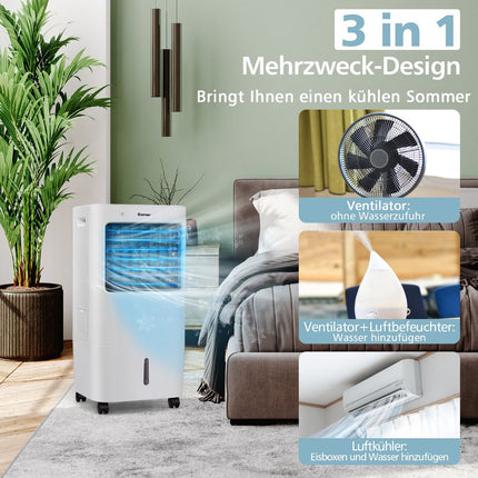 3-in-1 iztvaikošanas gaisa dzesētājs, mitrinātājs, attīrītājs, balts