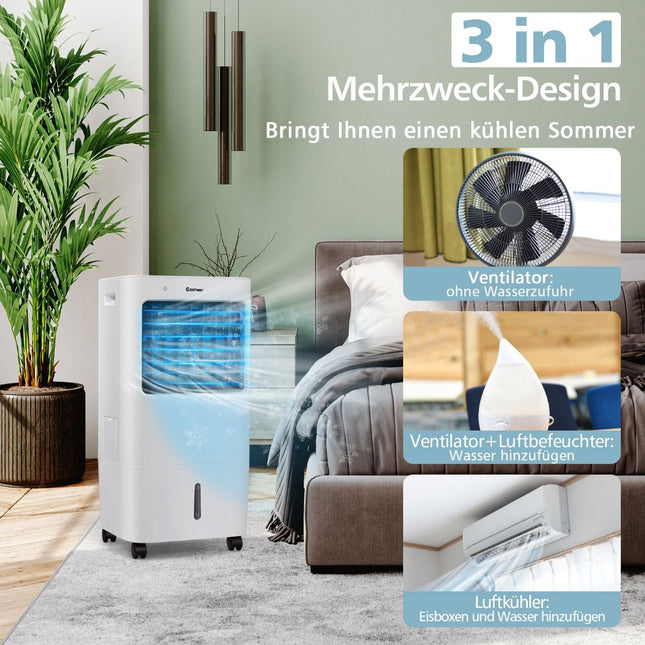 3-in-1 iztvaikošanas gaisa dzesētājs, mitrinātājs, attīrītājs, balts