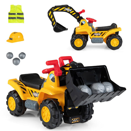 3-vienā bērnu ekskavators-buldozers ar skaņu un ķiveri