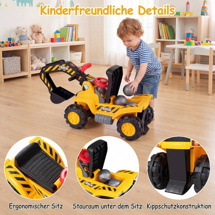 3-vienā bērnu ekskavators-buldozers ar skaņu un ķiveri