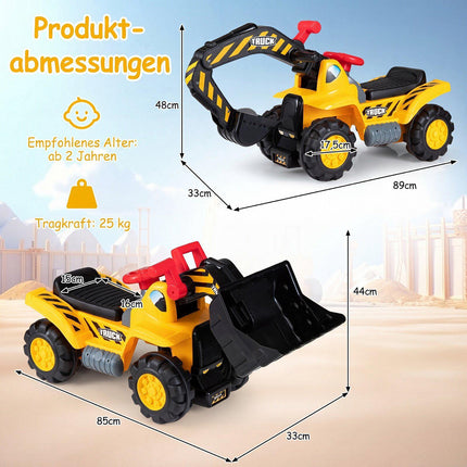 3-vienā bērnu ekskavators-buldozers ar skaņu un ķiveri