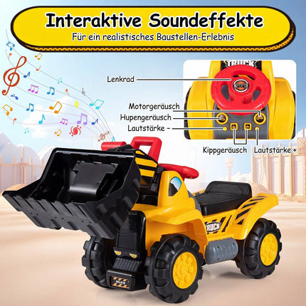 3-vienā bērnu ekskavators-buldozers ar skaņu un ķiveri