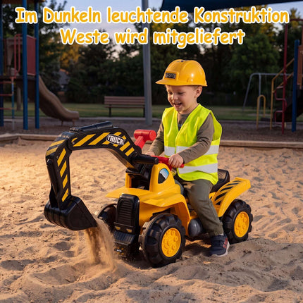 3-vienā bērnu ekskavators-buldozers ar skaņu un ķiveri
