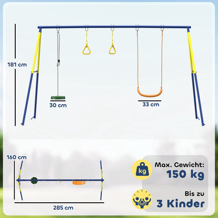 3-vienā bērnu šūpoles, tērauda rāmis, celtspēja 150 kg