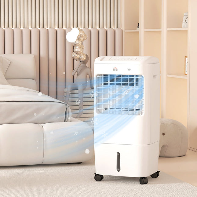3 vienā mobilais gaisa kondicionieris ar gaisa mitrināšanu, ūdens dzesēšanu, 15 l, 60° oscilējošs gaisa kondicionieris, gaisa dzesētājs ar 7,5 stundu taimeri, tālvadības pulti, LED displeju, 20 minūtēm, balts, 37 x 32 x 78 cm