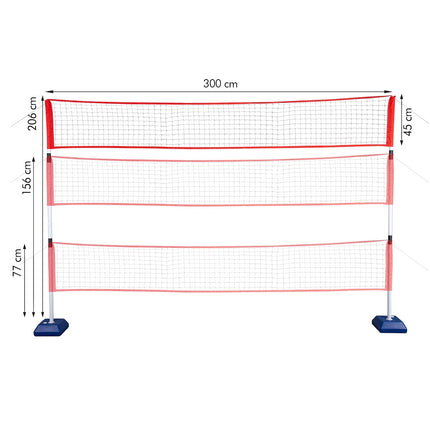 3-in-1 tīkls badmintonam, tenisam, volejbolam