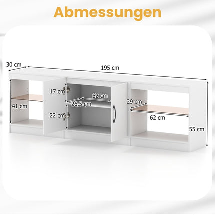 3-in-1 TV statīvs ar LED apgaismojumu, regulējamiem plauktiem, maks. 85 collas