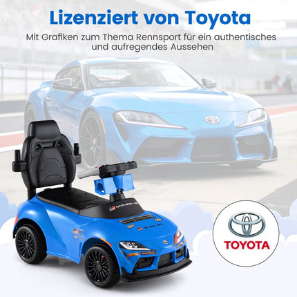 3-vienā mazuļu braucamā automašīna ar stumšanas rokturi, zila