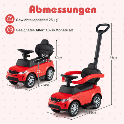 3-vienā mazuļu braucamā automašīna ar noņemamu rokturi