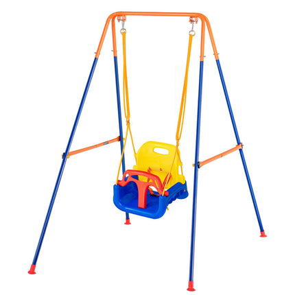 3-in-1 Toddler Swing Set, Foldable Steel A-Frame, 200 lb