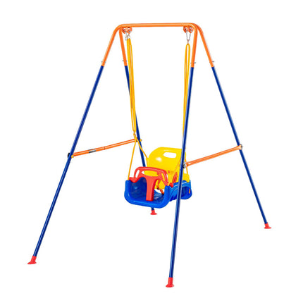 3-in-1 Toddler Swing Set, Foldable Steel A-Frame, 200 lb