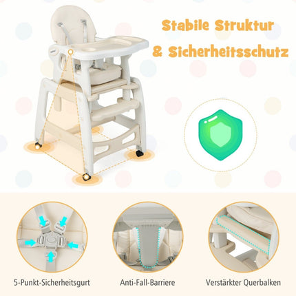 3 vienā bērnu krēsliņš, barošanas krēsliņš un ēdamistabas krēsls un bērnu sēdekļu grupa 62 x 51 x 104 cm bēšā krāsā