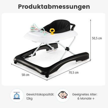 3 vienā salokāms bērnu staigulītis ar regulējamu augstumu un ātrumu, melns