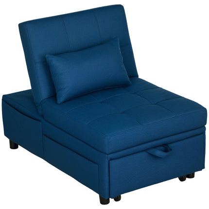 Blue Adjustable 3-in-1 sofa bed with side pocket