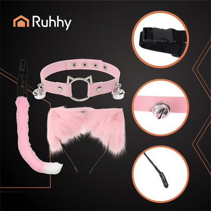 3-piece cat/fox costume, pink, Ruhhy 26585