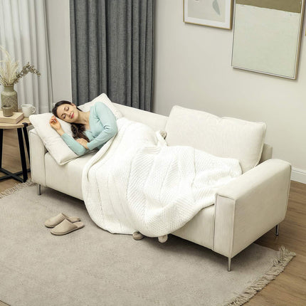 3-seater cream sofa, cord cover, spring core, 193x77x80 cm