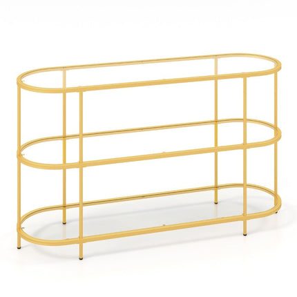 3-tier TV cabinet TV stand for TVs up to 65 inches gold 140 x 41 x 82 cm