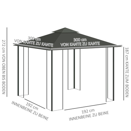 3x3 paviljons ar dubultu jumtu, ūdensizturīgs poliesters