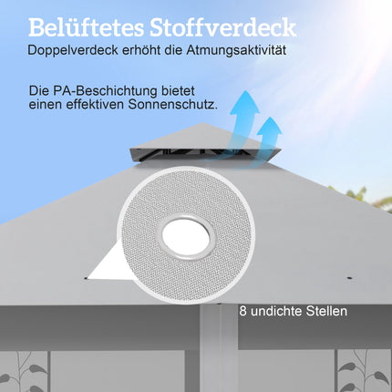 3x3 paviljons ar dubultu jumtu, ūdensizturīgs poliesters