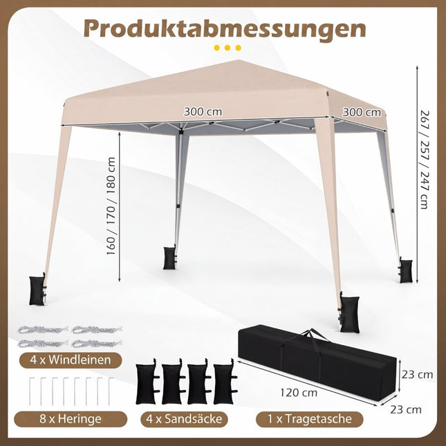 3x3m regulējama ūdensnecaurlaidīga nojumes telts kempingam