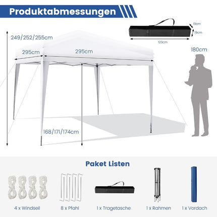 3 x 3 m saliekama dārza nojume, pludmales telts, balta