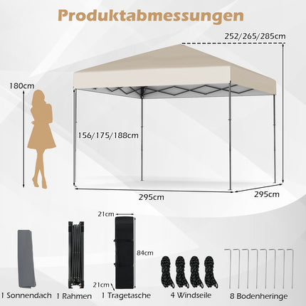 3x3 m saliekamā paviljona ar UV50+ aizsardzību, balta