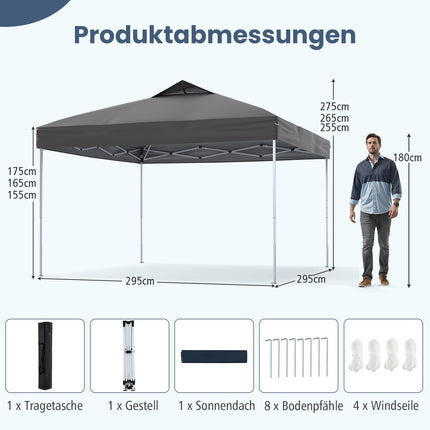 3x3m ūdensizturīga saliekama nojume, UV 50+ pelēka
