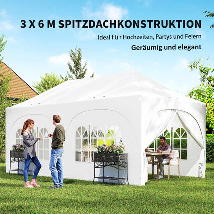 3x6m uznirstošs paviljons ar sāniem, regulējamu jumtu, somu