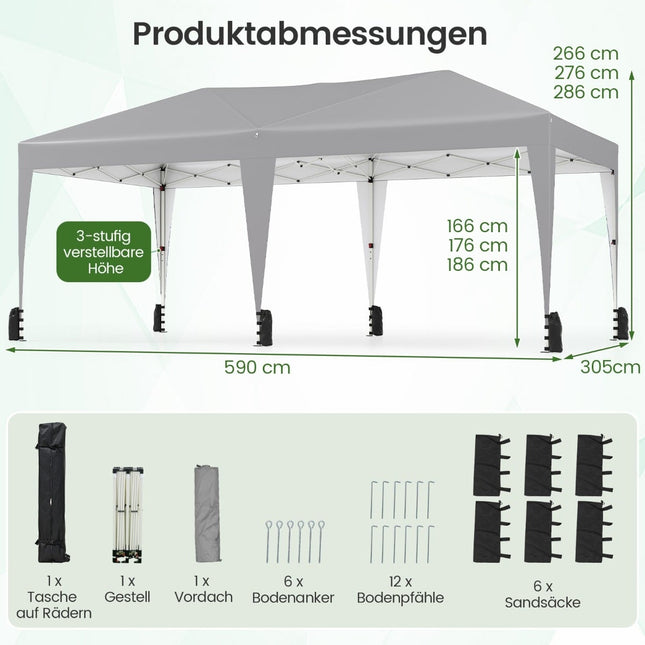 3 x 6 m saliekamā paviljona ar UV aizsardzību, pelēka