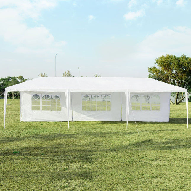 3 x 9 m paviljona telts dārza paviljona dārza telts ar 5 noņemamām sānu sienām, balta
