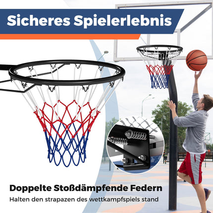 45 cm basketbola grozs ar laikapstākļiem izturīgu tīklu, stiprinājums pie sienas