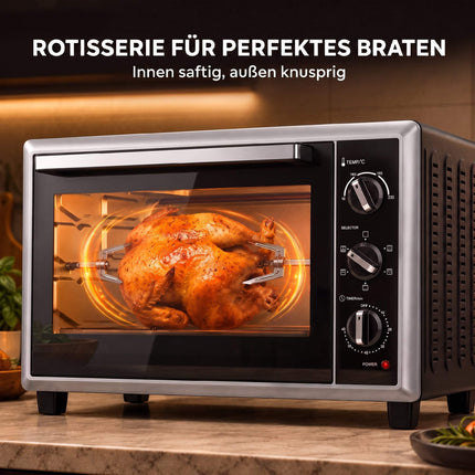 46 litru mini krāsns ar konvekciju, grilu, taimeri, melna