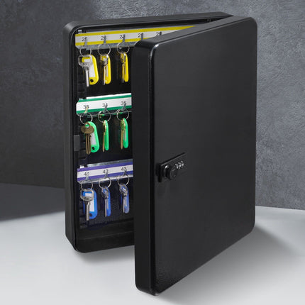 48-Key Steel Key Cabinet With Combination Lock, Wall Mount