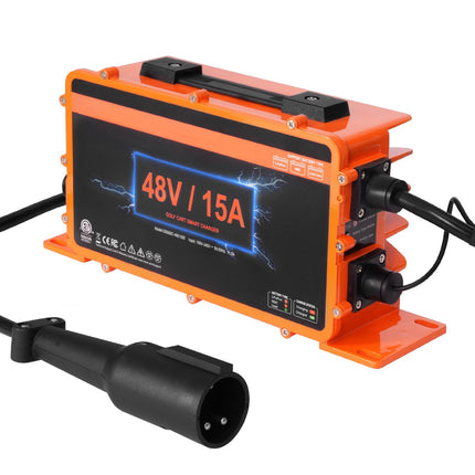48V Golf Cart Battery Charger, 15A Smart 3-Pin Plug