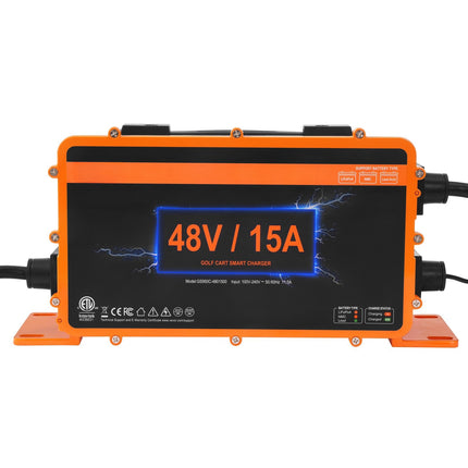 48V Golf Cart Battery Charger, 15A Smart 3-Pin Plug