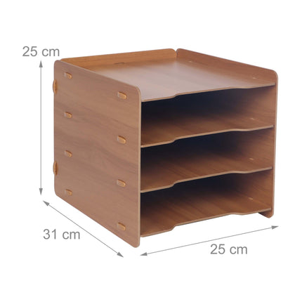 4 nodalījumu MDF dokumentu plaukts, tumši brūns, ar koka imitāciju