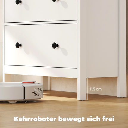 Kumode ar 4 atvilktnēm drēbēm un veļai, balta MDF