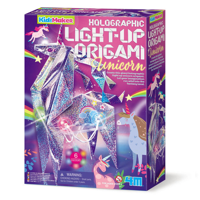 4M Kidzmaker DIY komplekts hologrāfisks gaismojošs origami vienradzis