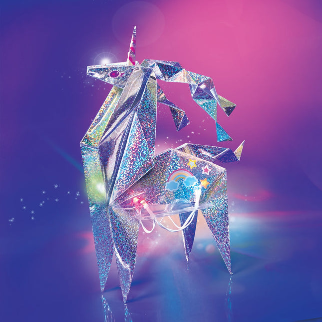 4M Kidzmaker DIY komplekts hologrāfisks gaismojošs origami vienradzis
