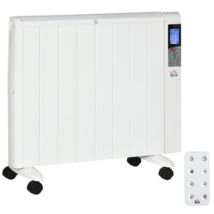 4 režīmu radiators ar LCD displeju, 2000 W elektriskais sildītājs, 2 līmeņi 5-35 , tālvadības pults, riteņi un aizsardzība 15 m² telpai, 75 x 7,5 x 58,5 cm
