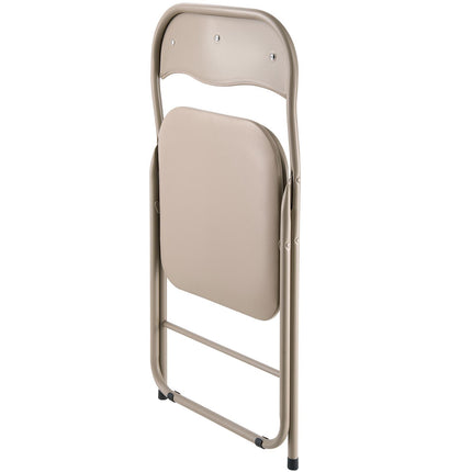 4-Pack Padded Leather Folding Chairs, Metal Frame, Khaki