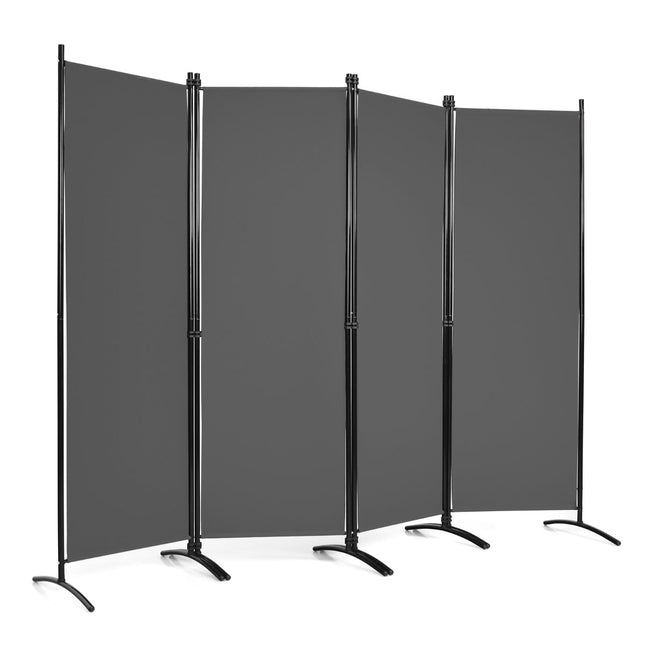 4 paneļu pelēks istabas aizslietnis, 173 cm augsts, tērauda rāmis